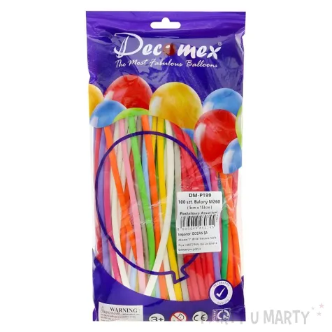 xx bl balony decomex m260 pastel assorted 100 szt