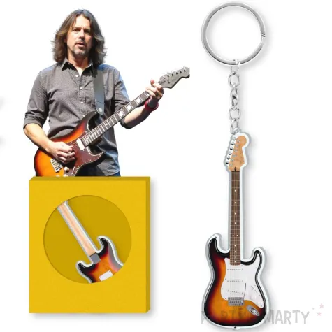 xx brelok gitara elektryczny stratokaster palone drewno