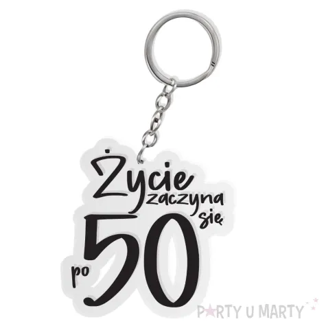 xx brelok zycie zaczyna sie po 50 czarny