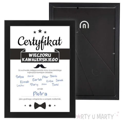 xx certyfikat wieczoru kawalerskiego