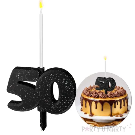 xx cyfra pod wieczke na tort liczba 50 czarny brokat