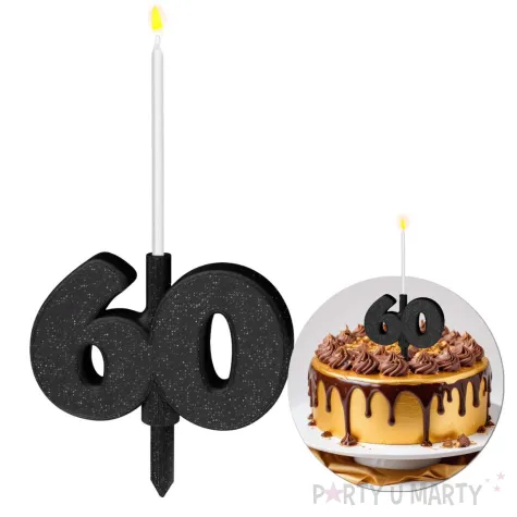 xx cyfra pod wieczke na tort liczba 60 czarny brokat