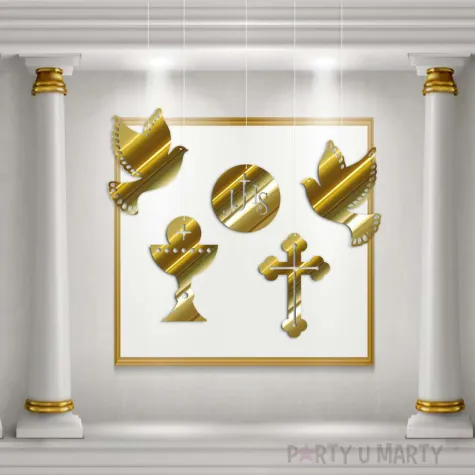 xx dekor kart komunia zloty metalik x5