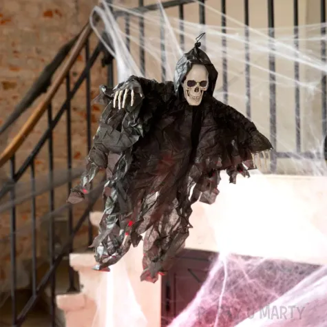 xx dekoracja halloween wiszacy duch szkielet czarny