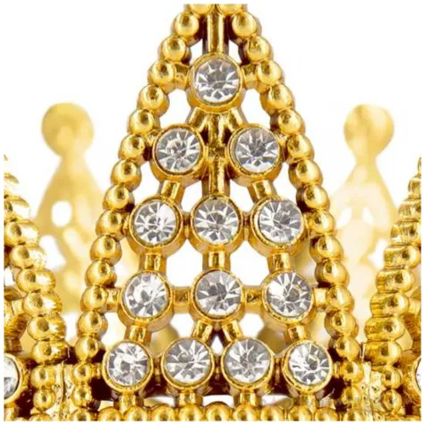 xx dekoracja na tort korona zlota ze srebrnymi krysztalkami 7 cm