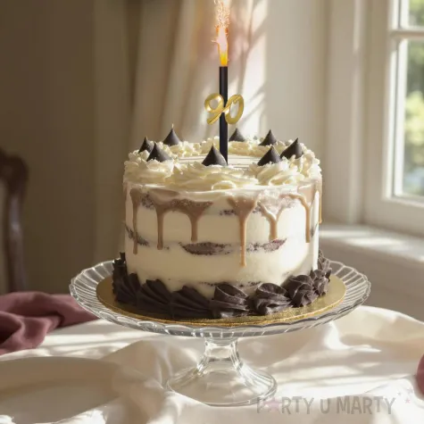 xx fontanna z dekoracja 90 urodziny zlote lust