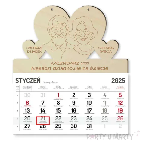xx kalendarz babci i dziadka serca