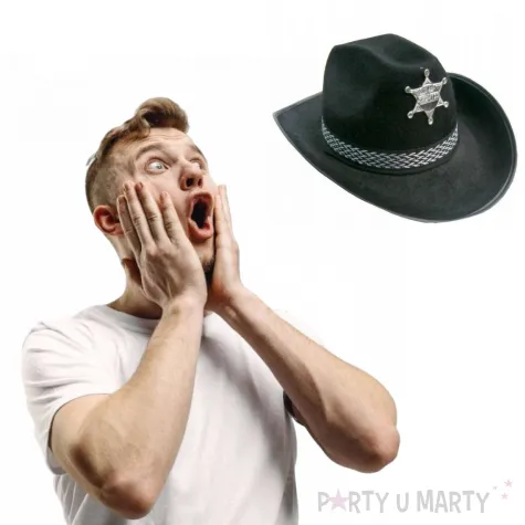 xx kapelusz kowboj z paskiem cc086 i gwiazd czarny