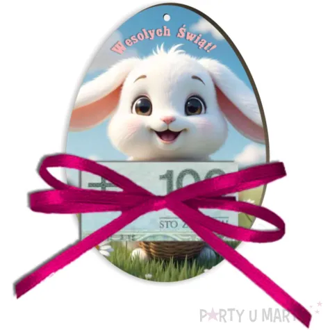 xx karnet na banknot bialy krolik i pisanki