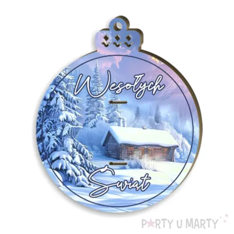 xx karnet na banknot bombka zimowy pejzaz