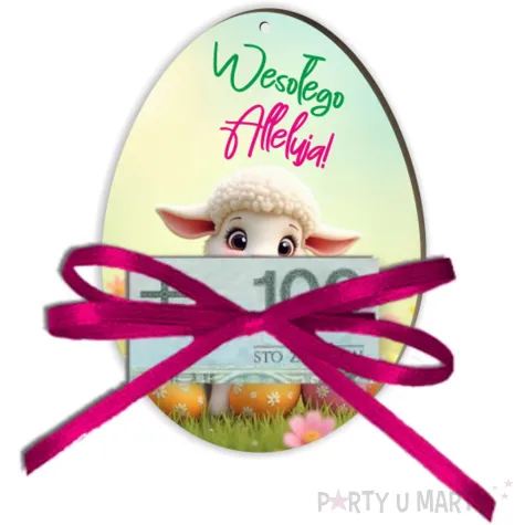 xx karnet na banknot jajko baranek i pisanki