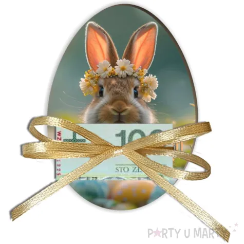 xx karnet na banknot jajko krolik i pisanki