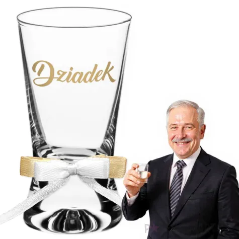 xx kieliszek do wodki dziadek gold wedding z kokardka