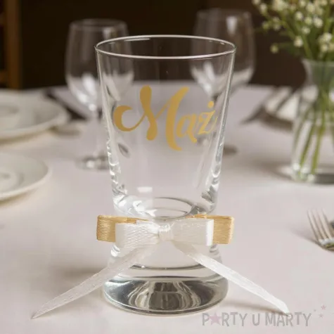 xx kieliszek do wodki maz gold wedding z kokardka