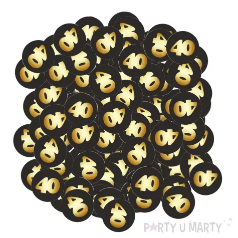 xx konfetti 40 urodziny zloto czarne