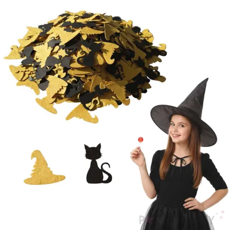 xx konfetti andrzejkowe koty czarno zlote