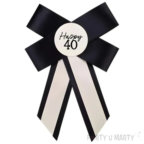 xx kotylion na 40 urodziny kremowo czarny 11x17 cm