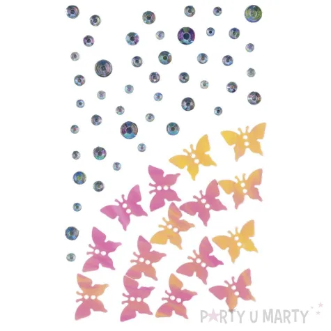 xx krysztalki samoprzylepne motyle 17x112mm 15sz 627666