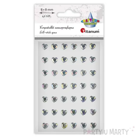 xx krysztalki samoprzylepne serca 8x8mm srebrne