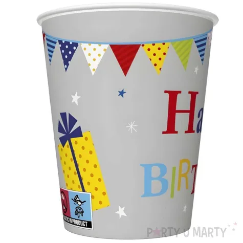 xx kubeczki pap bday cake with gifts and garlands 250 ml 8 szt