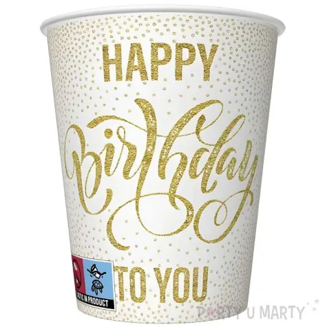 xx kubeczki pap happy birthday dotted gold 250 ml 8 szt