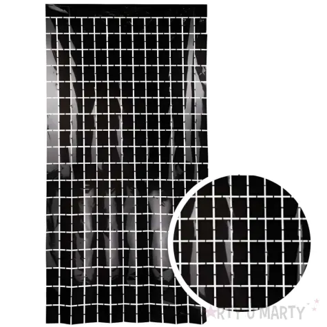 xx kurtyna party kwadraty czarny 100x200cm