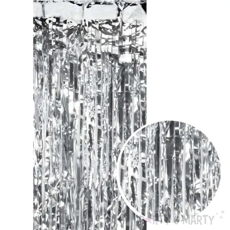 xx kurtyna party srebrny 100x200cm