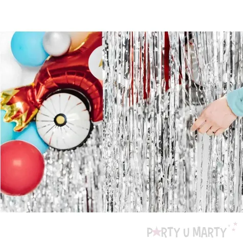 xx kurtyna party srebrny 100x200cm