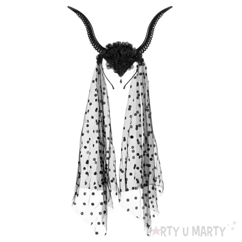 xx opaska rogi z tiulem 30x76 cm czarny