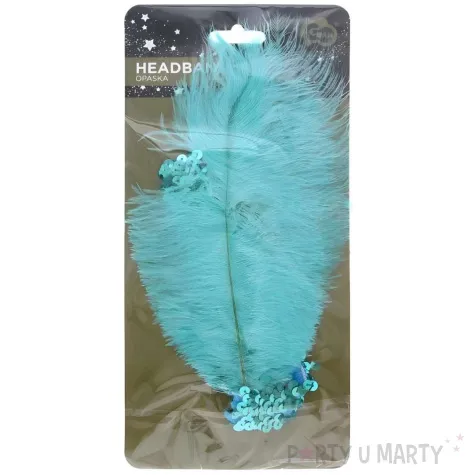 xx opaska z piorem retro turkusowa