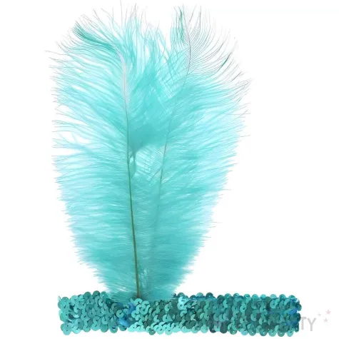 xx opaska z piorem retro turkusowa