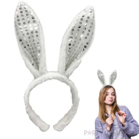 xx opaska z uszami krolika z cekinami