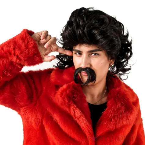 xx peruka dlugie wlosy i wasy czarny