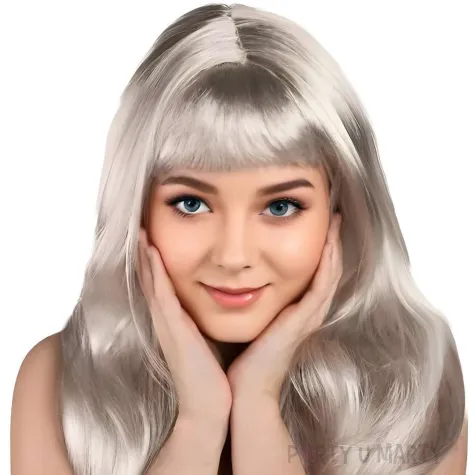 xx peruka dlugie wlosy srebrne