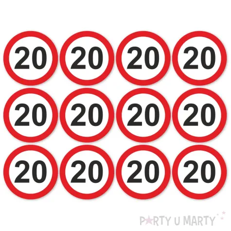 xx podkladki papierowe 20 urodziny traffic birthday 9 5 cm 12 szt