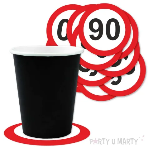 xx podkladki papierowe 90 urodziny traffic birthday 9 5 cm 12 szt