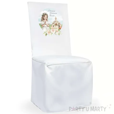 xx pokrowiec na krzeslo komunia dziewczynka i kosciol