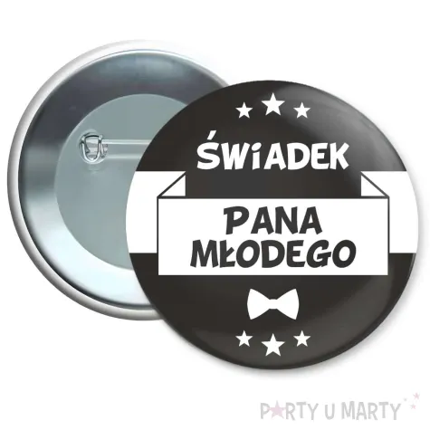 xx przypinka swiadek pana mlodego czarna