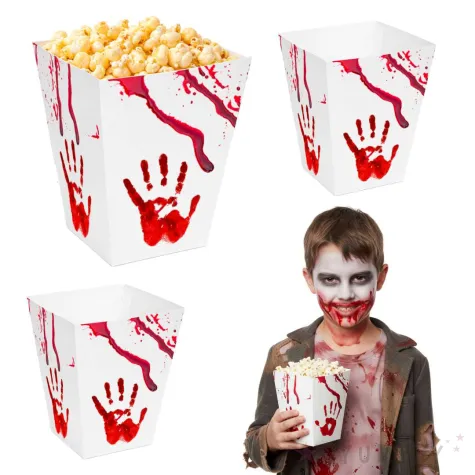 xx pudelka na popcorn halloween krwawa reka
