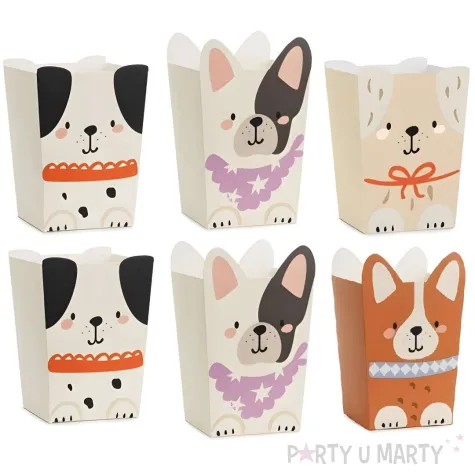 xx pudelka na popcorn pieski 8 7x8 7 cm mix 1 op 6 szt