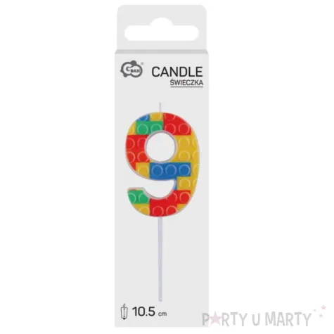 xx sc22 swieczka piker klocki cyferka 9 wielokolorowa 10 5x3 5 cm
