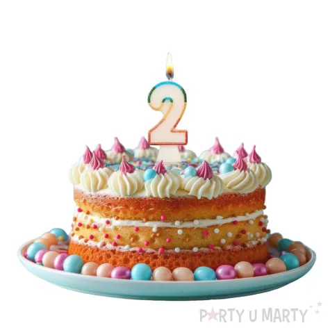 xx sc26 swieczka cyferka 2 teczowa nowy bio brokat 8 5 cm