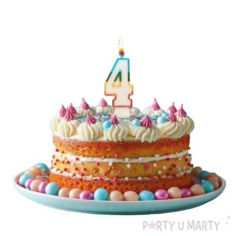 xx sc26 swieczka cyferka 4 teczowa nowy bio brokat 8 5 cm