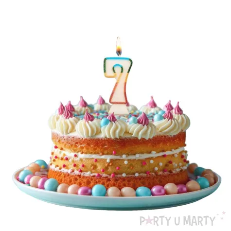 xx sc26 swieczka cyferka 7 teczowa nowy bio brokat 8 5 cm