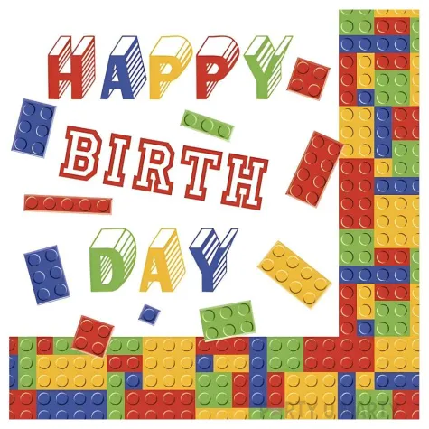 xx serwetki pap building blocks birthday 33 x33 cm 20 szt