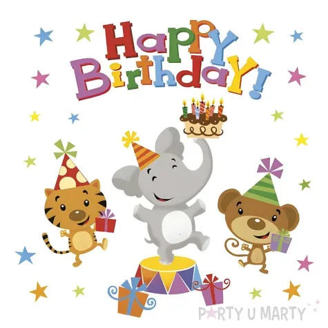 xx serwetki pap happy birthday animals 33x33 cm 20 szt