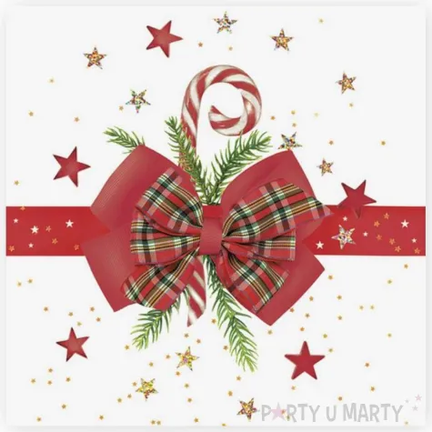 xx serwetki papierowe checked bow with candy cane 33x33 cm 20 szt