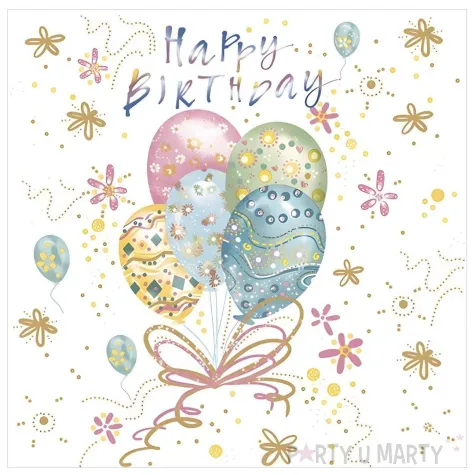 xx serwetki papierowe pastell balloons with gold flowers 33 x 33 cm 20 szt