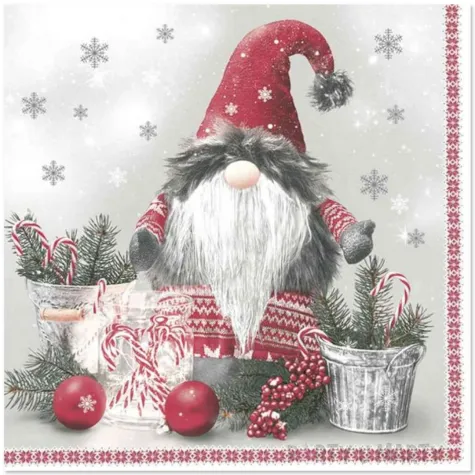 xx serwetki papierowe scandinavian gnome with candy canes 33x33 cm 20 szt