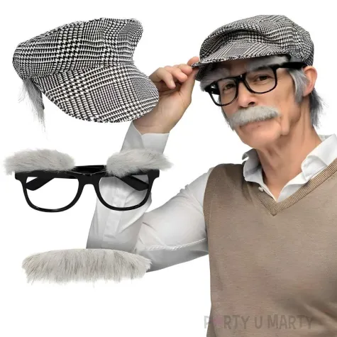 xx stai zestaw dziadek czapka z wlosami okulary imprezowe z brwiami i wasami